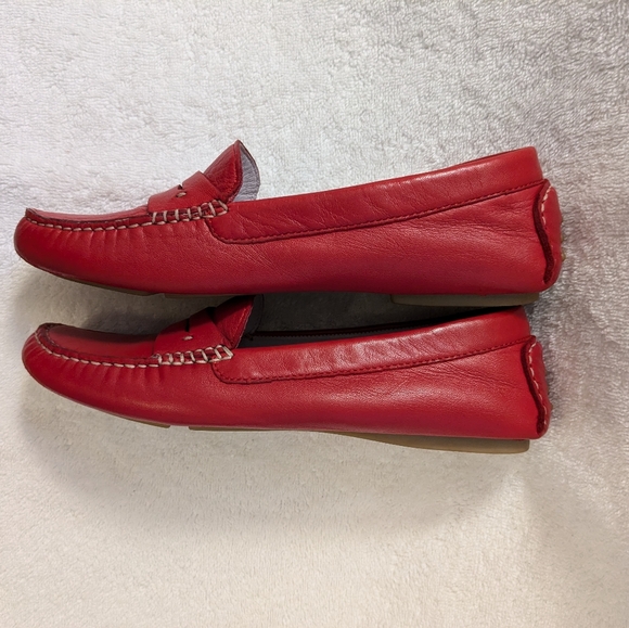 Johnston and Murphy Women's Red soft Leather luxury Driving Moccasin Shoe 7.5 M - Picture 2 of 9